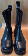 NEW! JEFFREY CAMPBELL WOMEN'S BLACK LEATHER PLATFORM BOOTS~WOMEN'S 6.5~NWOB