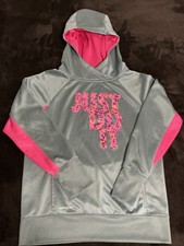 Nike Youth Girls Therma Fit Pullover Hoodie Size XL Great Condition Gray, Pink
