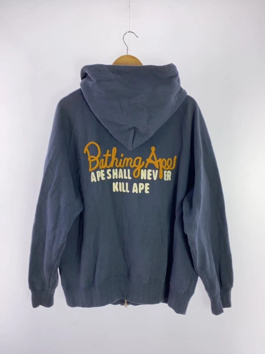 A BATHING APE (BAPE) Felpa con cappuccio e zip BAPE A BATHING APE XL cotone blu navy tinta unita #ED AZA