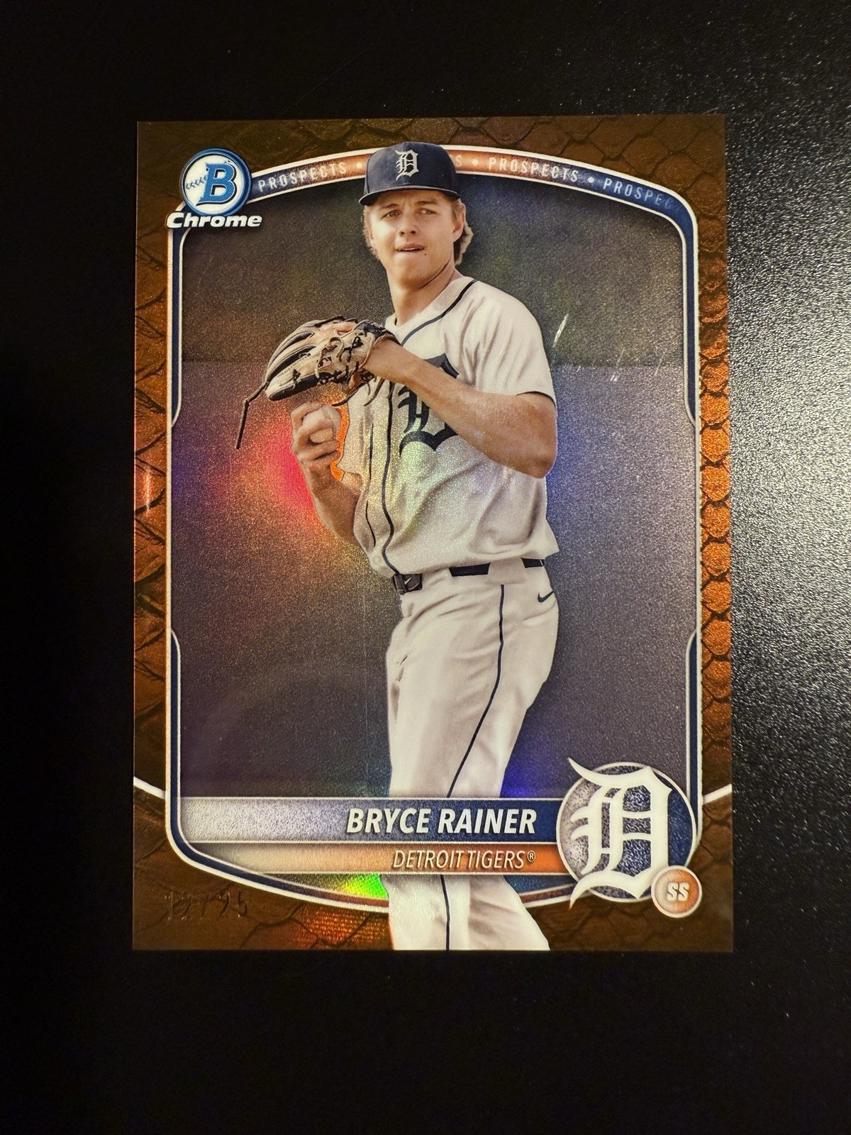 2025 Bowman Chrome Bryce Rainer BCP-49 Orange Reptilian Refractor /25