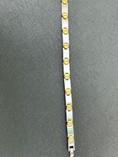 Men's Magnetic Bracelet Silver Tone with Gold Screws 7.5 Excellent Condition