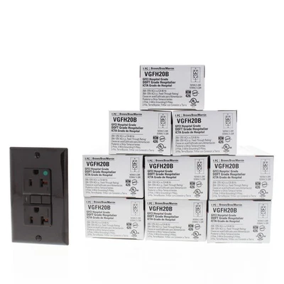 COOPER WIRING DEVICES 10 Cooper Brown Hospital Grade Gfci Duplex Receptacle 5-20R 20A 125V VGFH20B