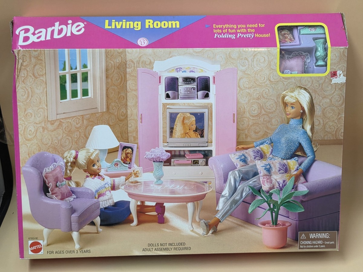 1997 Mattel Barbie Folding Pretty House Living Room Playset #67553