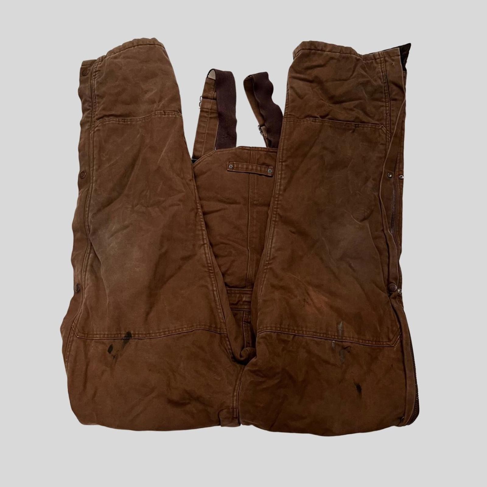 Vintage Brown Dickies Overalls Thick Black Nylon Lining Double Knee image 2