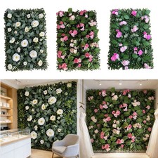 Artificial Grass Wall Panel with Flowers Background Indoor Artificial Plant