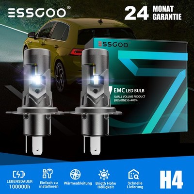 2X H4 Hi/Low Beam LED Scheinwerfer Halogen 6500K Wei Gl hlampen Mit Zulassung DE