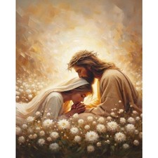 Jesus Hugging Woman Paint by Numbers Kit for Adults DIY Canvas Wall Art Decor