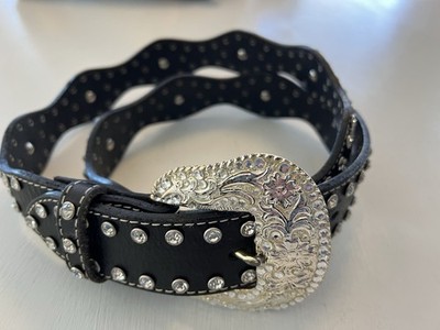 Nocona Western Womens Belt Rhinestones Studded Black Concho  display picture 1