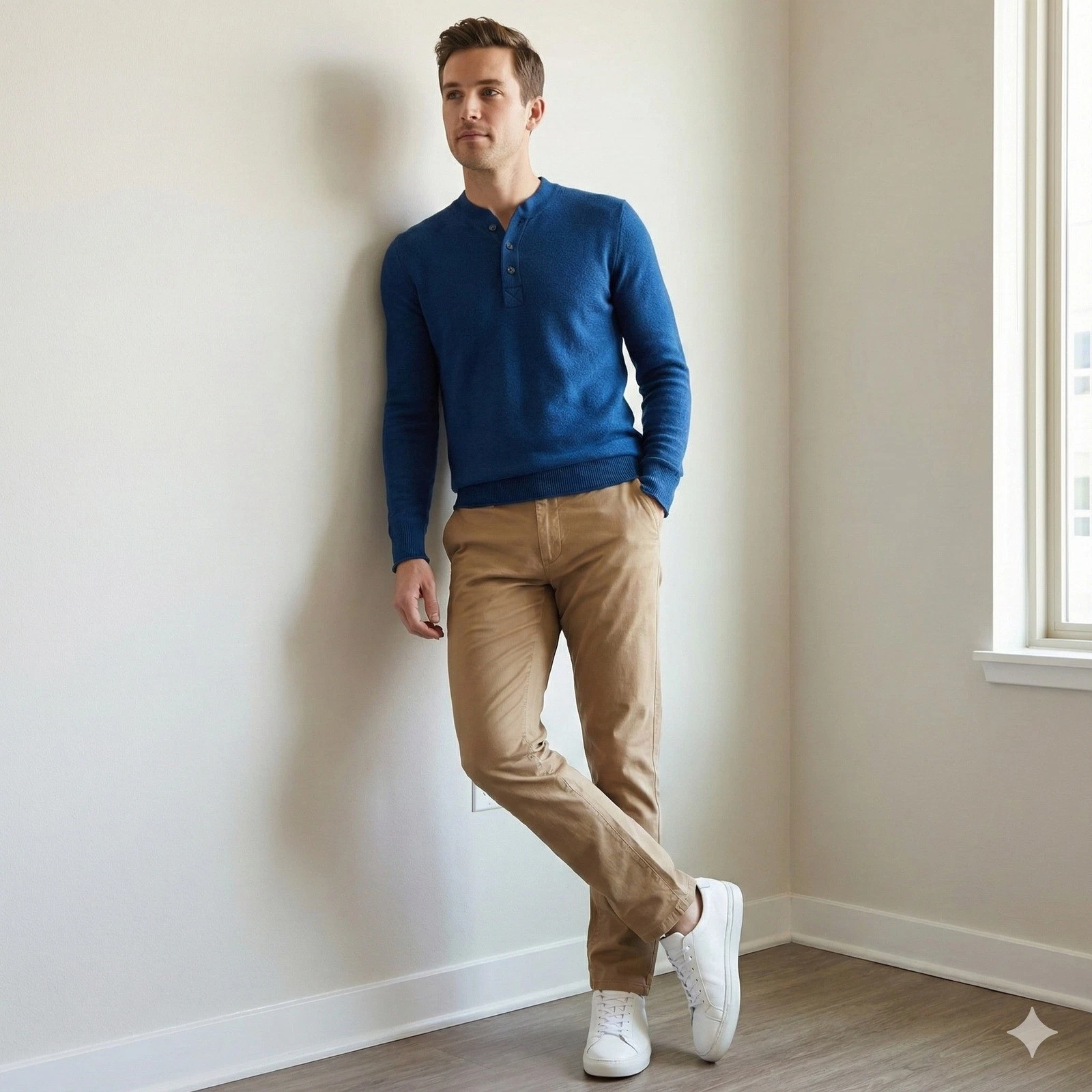 Bonobos Merino Wool Henley Sweater Mens Small Navy Blue Preppy Baselayer SHirt