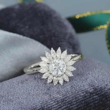 Ladies Flower Wedding Ring 2.58ct Lab Created Diamond 925 Sterling Silver