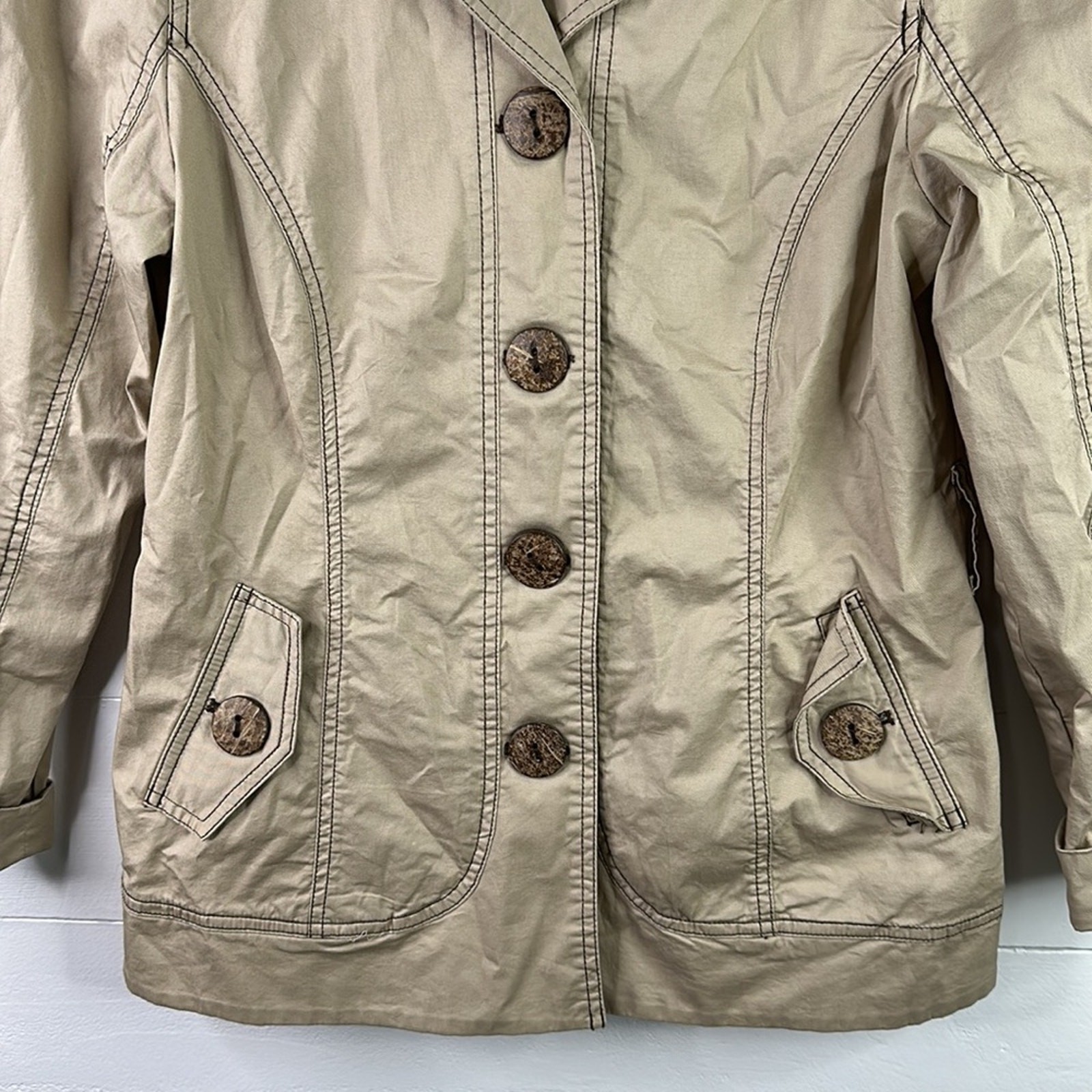 WILLI SMITH Tan Button Up Collared Jacket With Po… - image 6