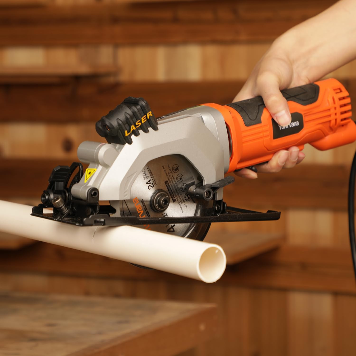 Yunirvana 4Amp 3500RPM Mini Circular Saw with Laser Guide, Vacuum Adapter