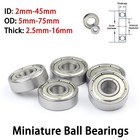 Miniature Ball Bearings Single Row Deep Groove Bearings ID 2mm-45mm, OD 5mm-75mm