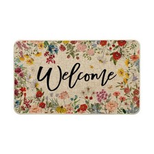 Flowers Lavender Daisy Welcome Spring Doormat, Home Summer Decor Low-Profile