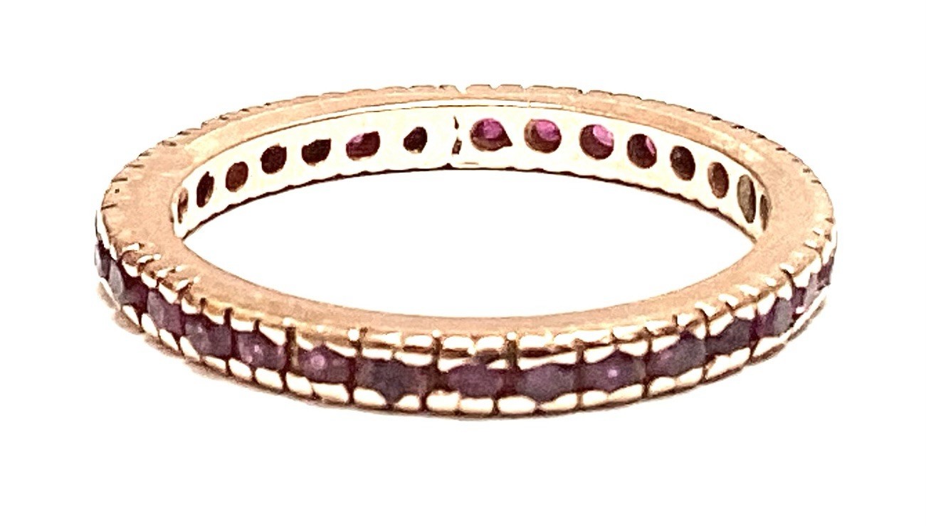 14k Solid Rose Gold Natural Ruby Stackable Eterni… - image 1