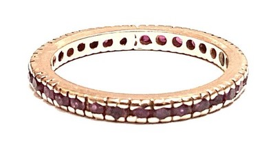 14k Solid Rose Gold Natural Ruby Stackable Eternity Band 2.2g Sz 6