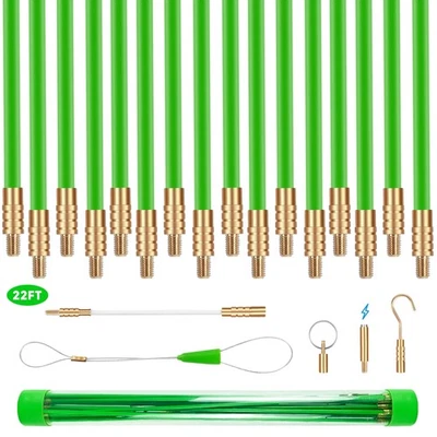 YIYITOOLS Fish Tape Wire Puller,22FT Fiberglass Fishing Wire, Wire Fishing Tools With 6