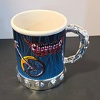 Orange County Choppers Motorcycle Coffee Mug Blue w/ Chrome Handle & Base 2004