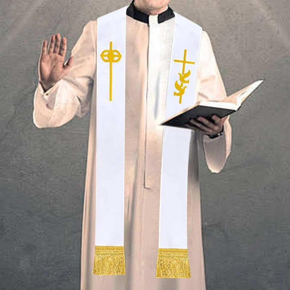 Stola Da Sacerdote Per Uomo E Donna, Stola Da Clero Ricamata Per Articoli Per - Immagine 3 di 4