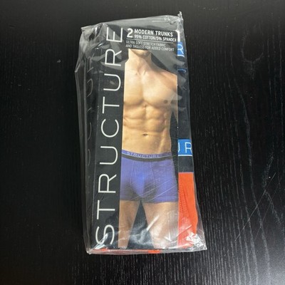 STRUCTURE Mens Small S Modern Trunks, 2 Pair, Square Cut Active Length Vintage