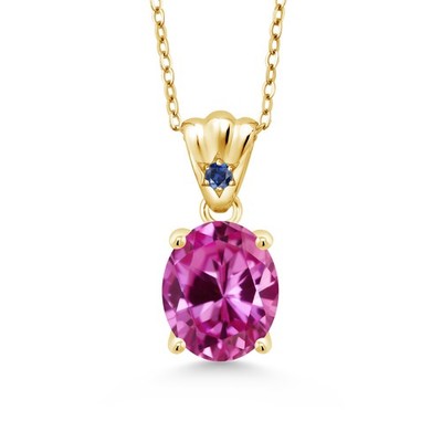 4.55 Ct Pink Created Sapphire Created Sapphire 18K Yellow Gold Plated Silver