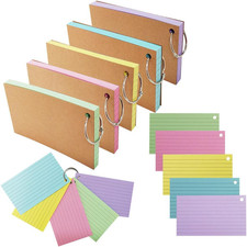 250 PCS Lined Colored Index Flashcards, 3x5 Inches Flash Cards with Ring, with R