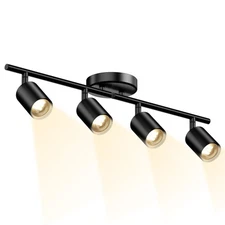 LED 4 Light Track Lighting Kit, Black Ceiling Spotlights, Modern Track Light ...