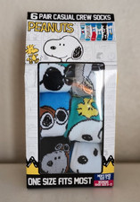 Peanuts Snoopy 6 Pairs of Mens Womens Crew So...