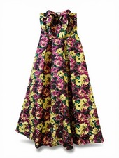 Leena for Mac Duggal 56165 Strapless Brocade A Line Midi Dress Plum Floral