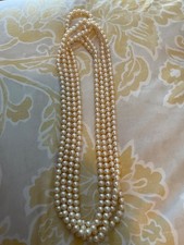 Vintage 100 Cultured Pearl Rope Necklace 7-8mm Cream Color