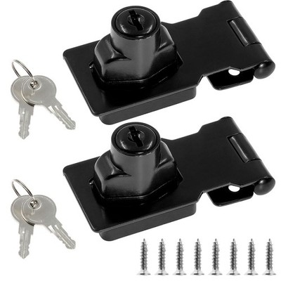 2 Packs 2.5 Inch Hasp Lock With Keys, Stainless Steel Latch, Twist Knob Keyed