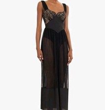 NWT Black Halo Dress Sheer sexy Evening Wear Black XS Ladies  
