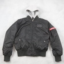 Alpha Industries giacca bomber uomo taglia L aviatore cappuccio cappotto corto pilota MA-1