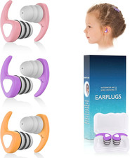 Swimming Ear Plugs for Kids, 3 Pairs Waterproof Reusable Silicone Swim Ear Plugs