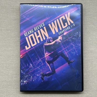 John Wick Chapters 1 2 & 3 Parabellum (DVD 3-Disc) Keanu Reeves Gun Fu Action +