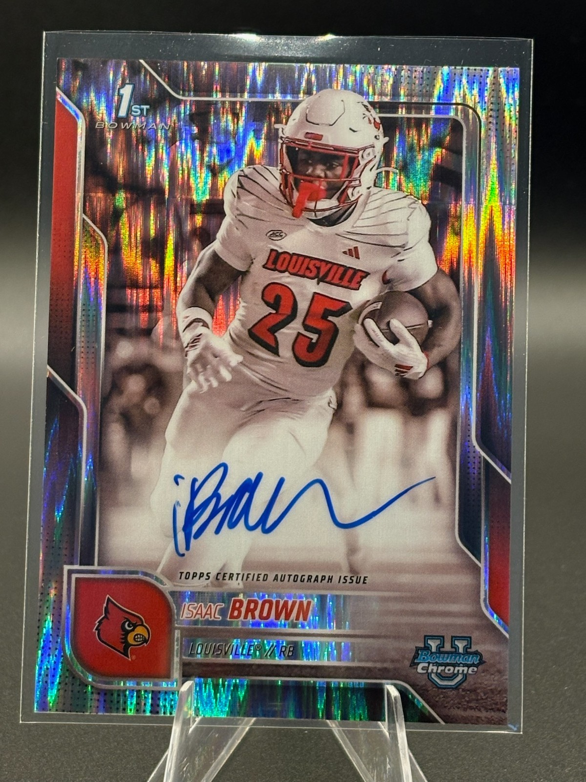 Isaac Brown 2025 Bowman U Chrome 1st Bowman Stealth Auto SP Louisville Cardinals