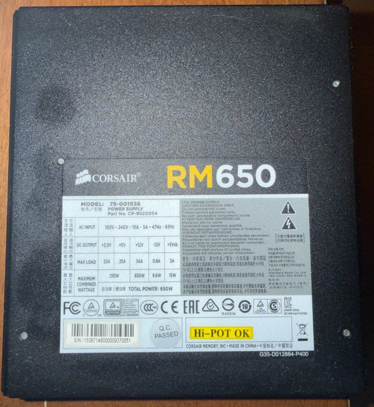 Corsair RM650 RPS0118 80 Plus Gold 650W Fully Modular Power Supply