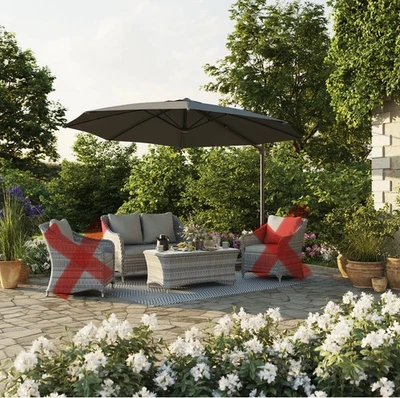 GoodHome Hamilton Steeple Grey Rattan Effect 2 Seater Coffee Set