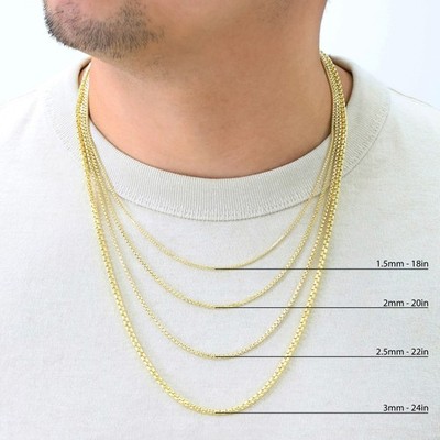 アクセサリー VENETIAN NECKLACE 10K CTHY 10K Yellow Gold 1.5mm-3.5mm Venetian Round Box Chain Necklace Men