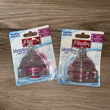 2-2pk Playtex VentAire Wide Silicone Bottle Nipples 3-6m Fast Flow NOS NEW Othe
