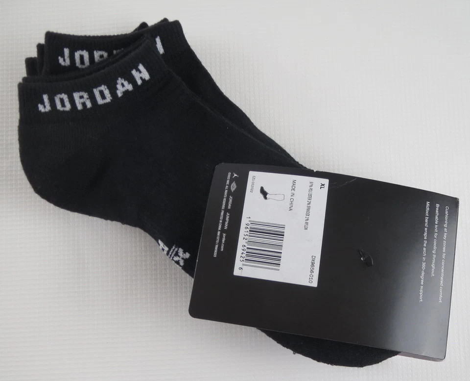 Новый Nike Air Jordan каждый день амортизированный нет шоу носки 3 упаковки черный мужской XL 12-15 - Изображение 2 из 4