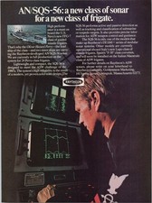 Raytheon AN/SQS-56 Sonar Vintage Magazine Ad Print Military Defense 1980
