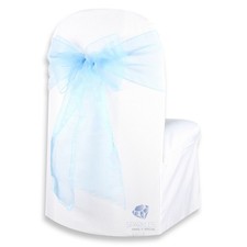 200 pcs Organza Chair Cover Bow Sash 108"x8" - Teal Blue - Wedding Party kn