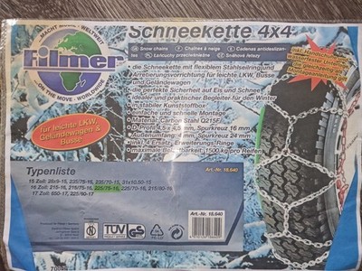FILMER 16'' Schneeketten 4x4 für SUV, Busse, Geländewagen, Leichte LKW 225/75-16
