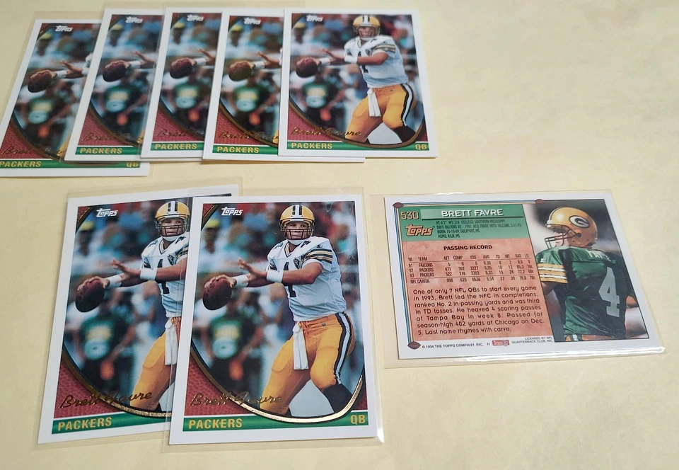 Brett Favre 1994 Topps #530 Lot OF 8 Cards Green Bay Packers HOF - Image 2 of 2