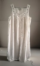 Vintage Amanda Stewart 1XL Cotton Nightgown Off White Floral Ruffle Cottagecore