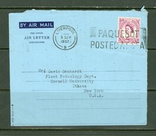GREAT BRITAIN 1957 CANADIAN PACIFIC EMPRESS OF ENGLAND AEROGRAM TO USA