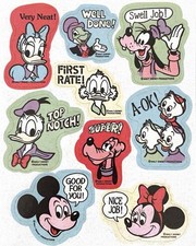 Vintage Hallmark Disney Characters Sticker Sheet Positive Reinforcement Mickey
