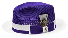 NEW Bruno Capelo The Belvedere BD-956 Straw Hat Purple/White Large