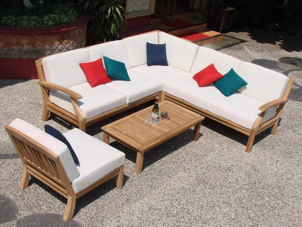 5 PC TEAKWOOD TEAK WOOD INDOOR OUTDOOR PATIO SECTIONAL SOFA SET POOL - SAMURAI, sofa jardin exterior - Vimarsana News